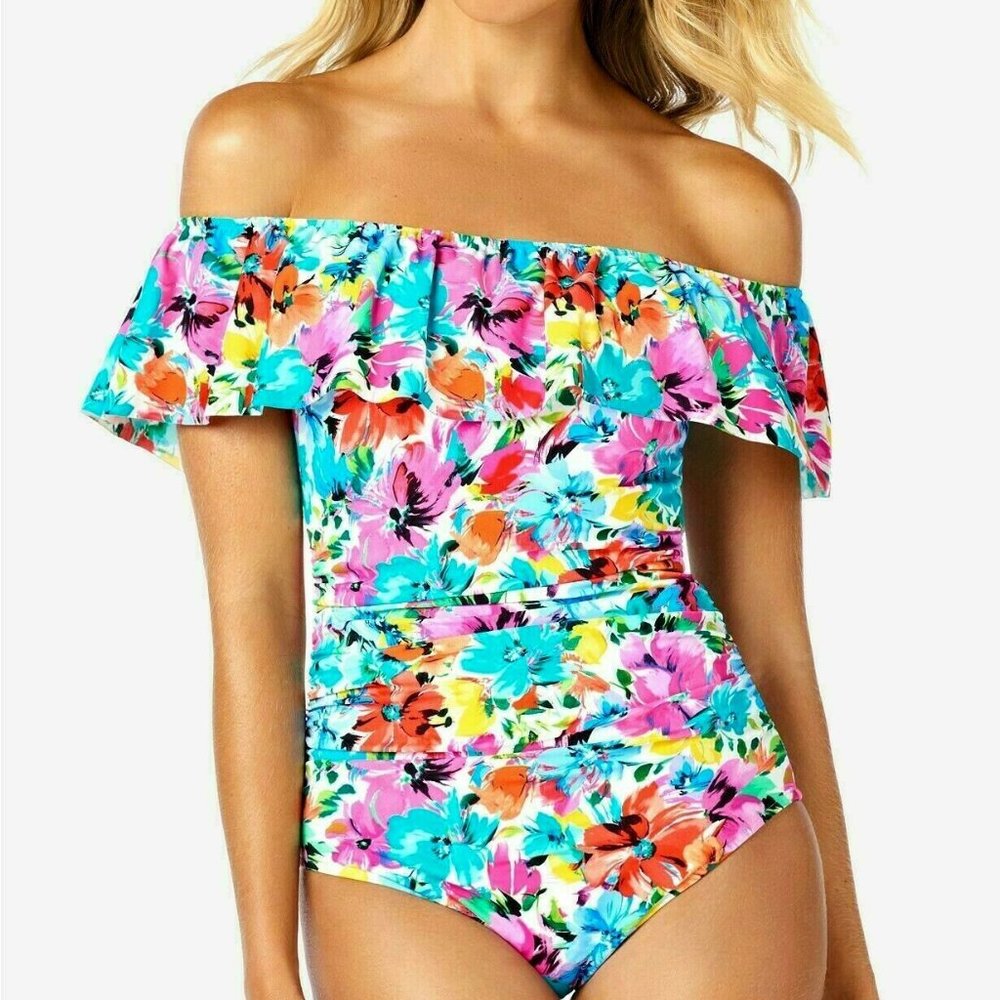NWT! Swim Solutions Floral One Piece Swimsuit With TAGS